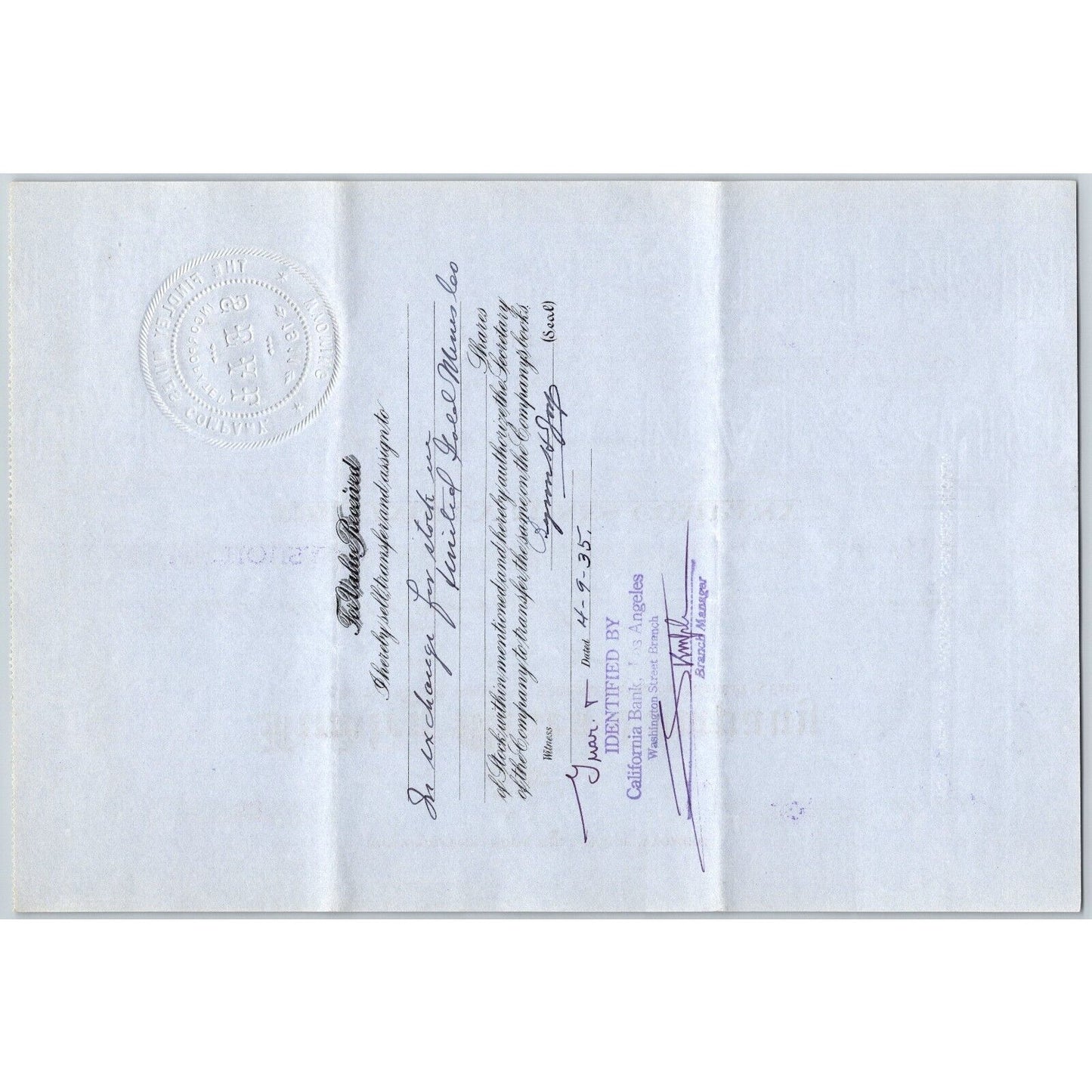 Findley Mines Company 1912 Stock Certificate Cripple Creek District #52