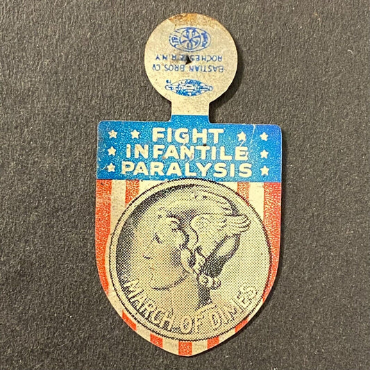 March of Dimes "Fight Infantile Paralysis" Steel Fold Over Pin Mercury Dime (#1)