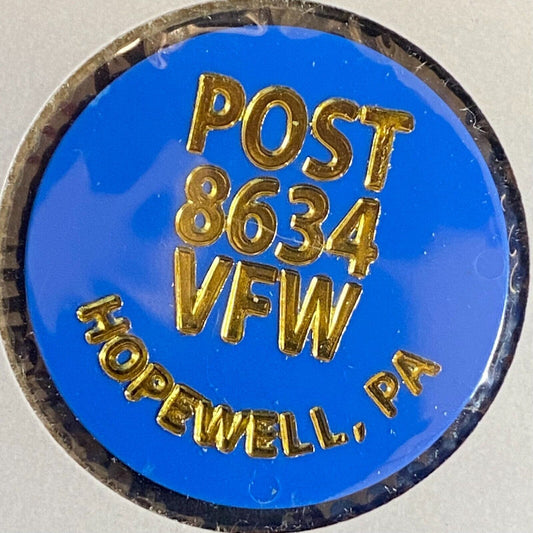 Hopewell, PA V.F.W. 8634 c1970's-80's Plastic "Good For Whiskey" Token