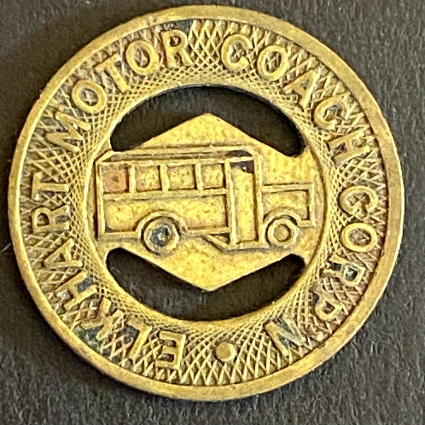Elkhart Motor Coach Corp 'n G/F One Fare Bus Transit Token 16mm
