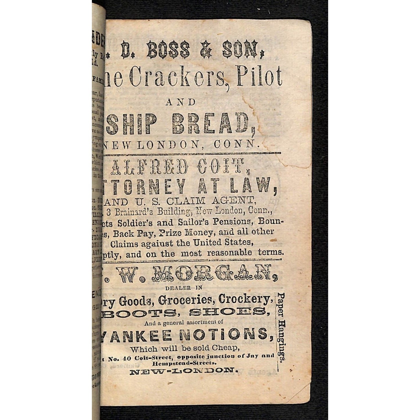 1868 New England Almanac and Farmer's Friend C. Prince, New London 29pp* Scarce