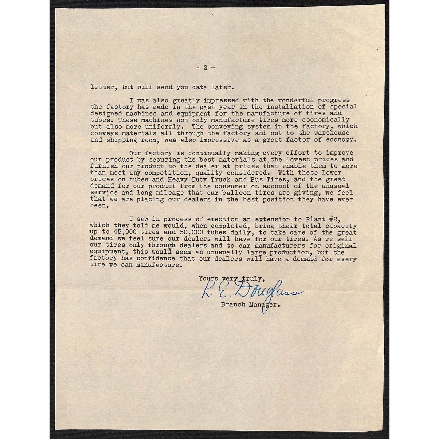 Firestone Tire & Rubber Co. Albany, NY 2pp 1926 TLS Letterhead re: Price Changes