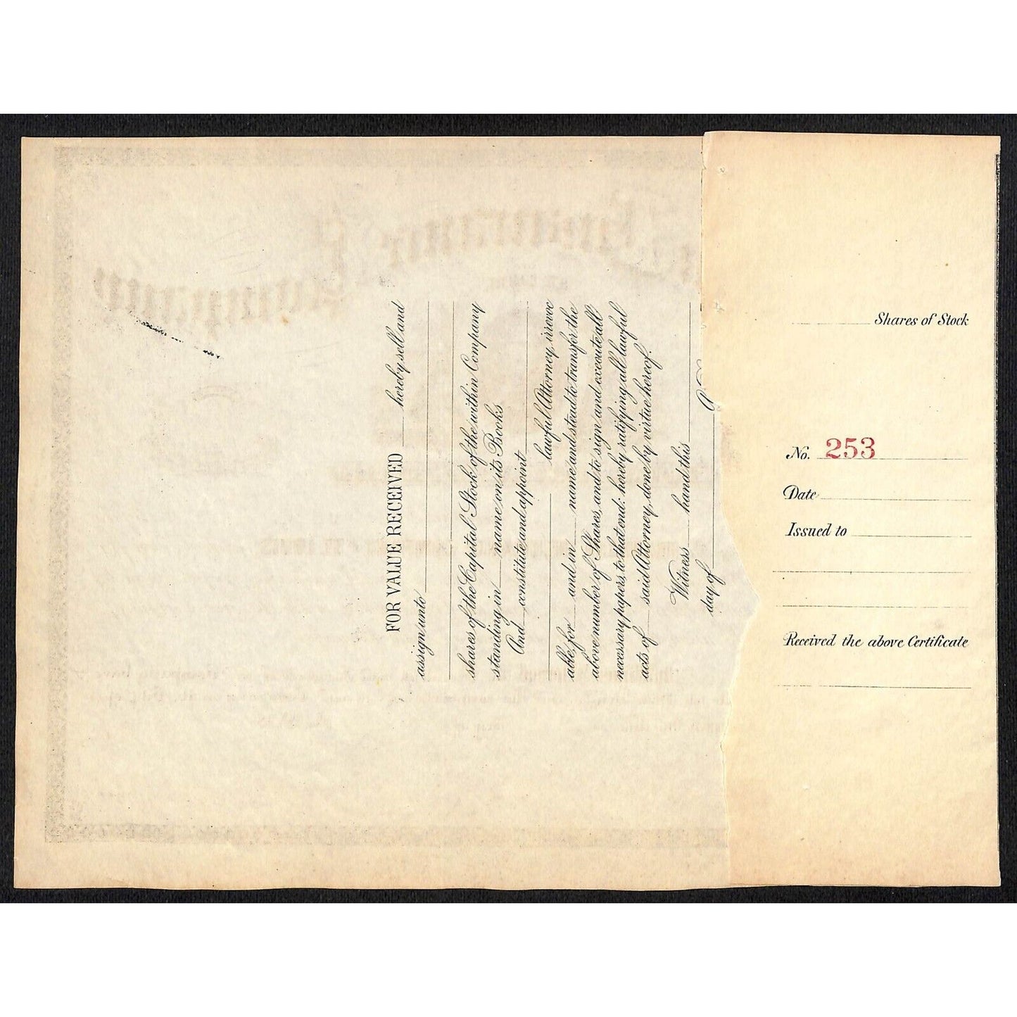 Franklin Insurance Co. of St. Louis 1870's Stock Certificate Unissued Scarce