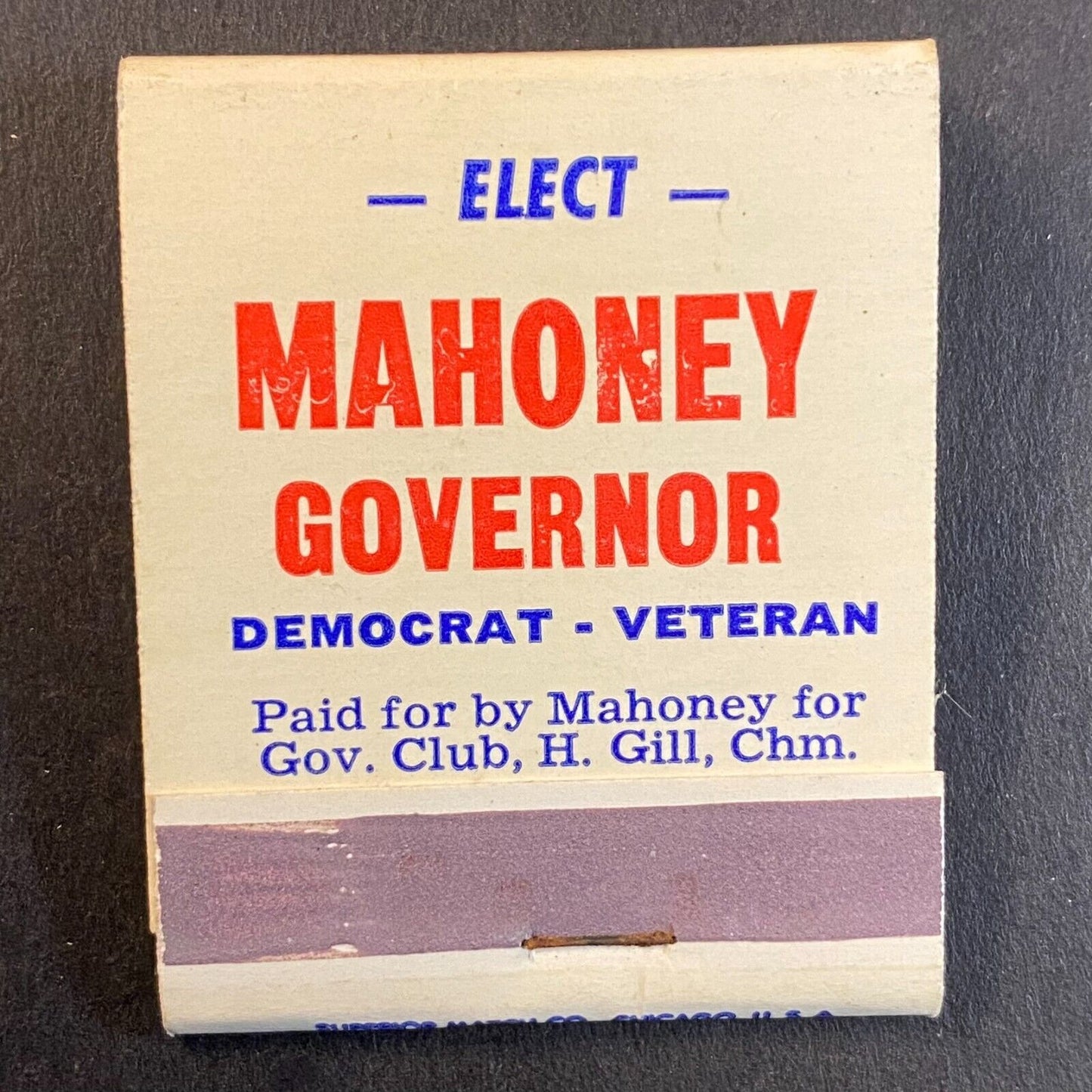 Elect George Mahoney Governor Democrat Maryland Full Matchbook c1966 VGC
