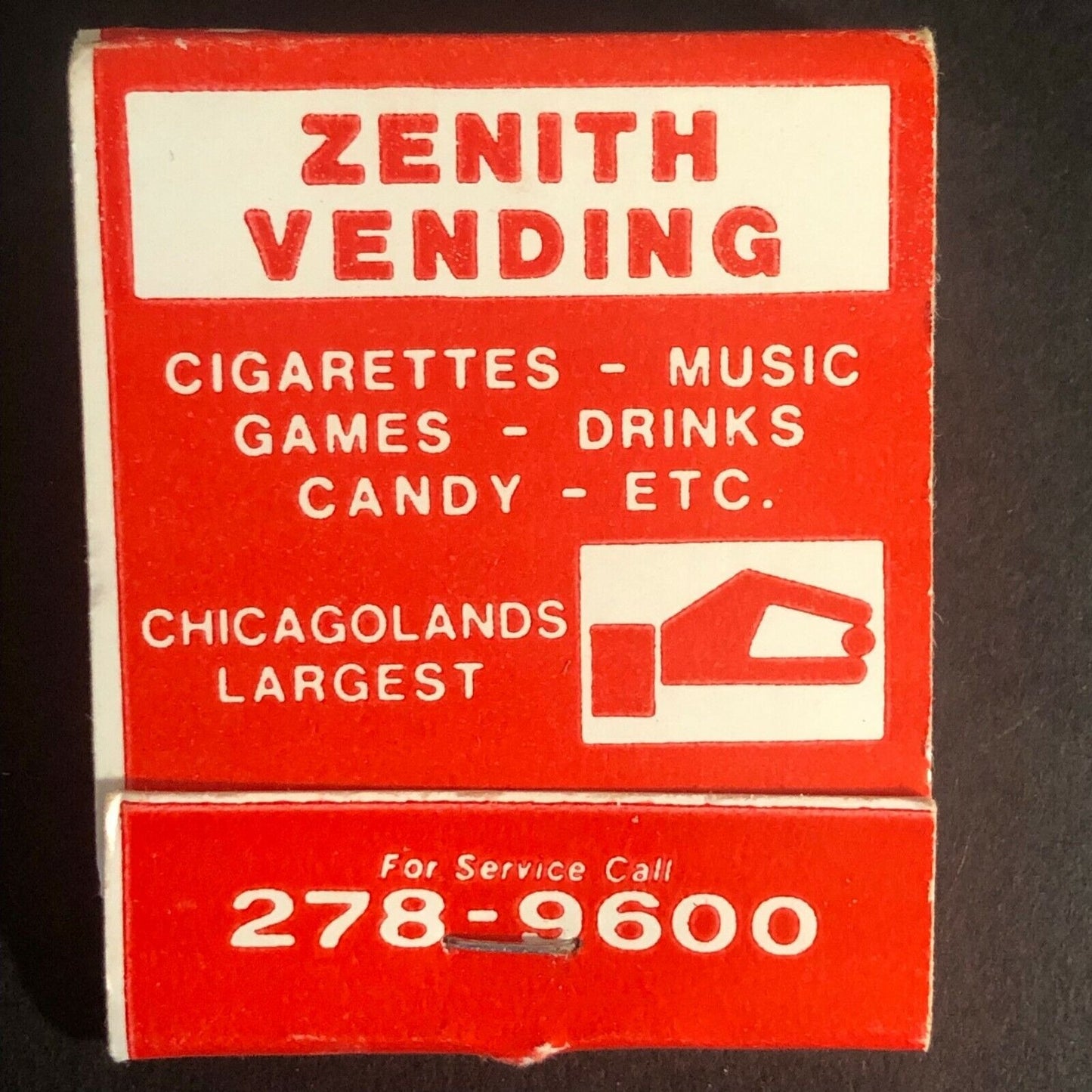 "Zenith Vending" Chicago Juke Boxes (Red) c1970's-80's Full Matchbook