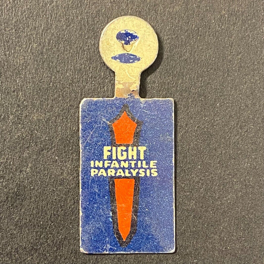 March of Dimes "Fight Infantile Paralysis" Steel Fold Over Pin c1940's-50's