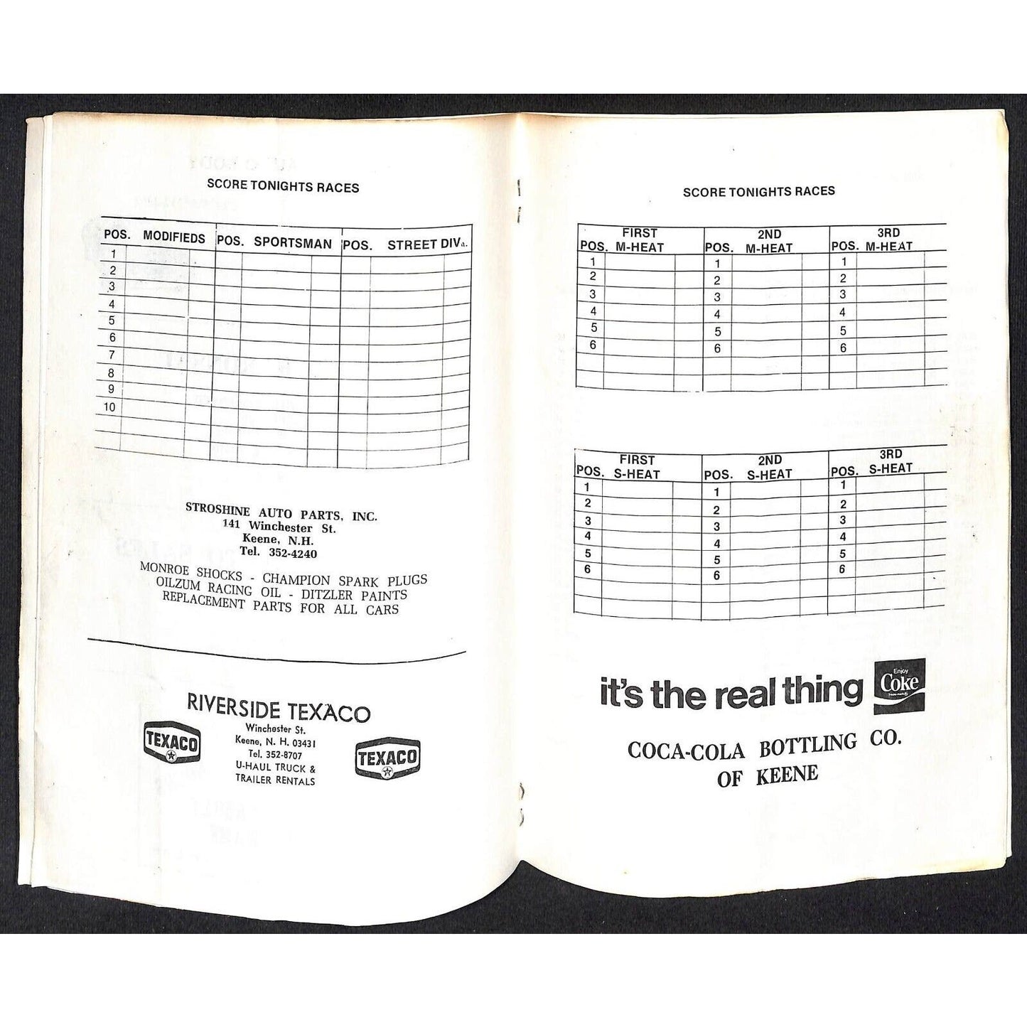 Monadnock Speedway Auto Racing Program Winchester, NH 8/17 1973 14pp* Scarce