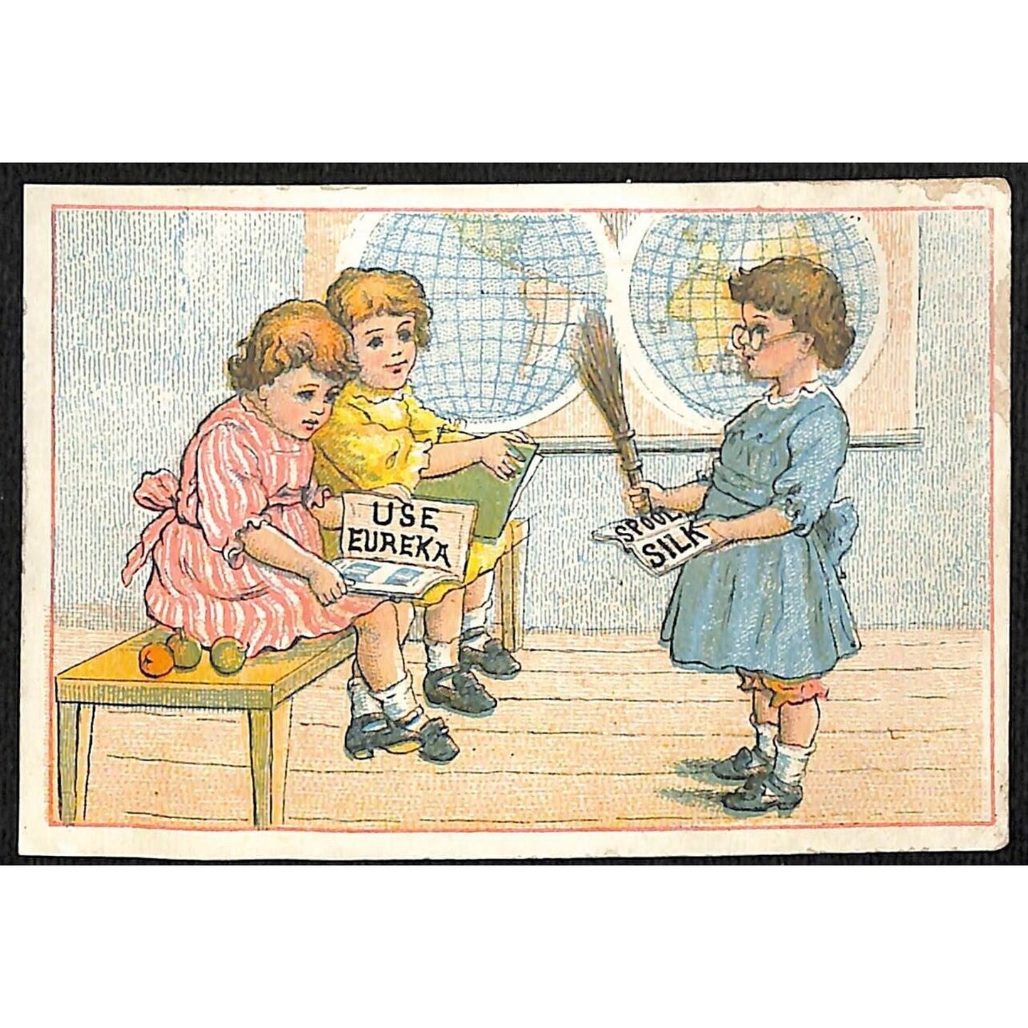 Eureka Pure Silk / Hibbard & Perkins Victorian Trade Card Kids at School