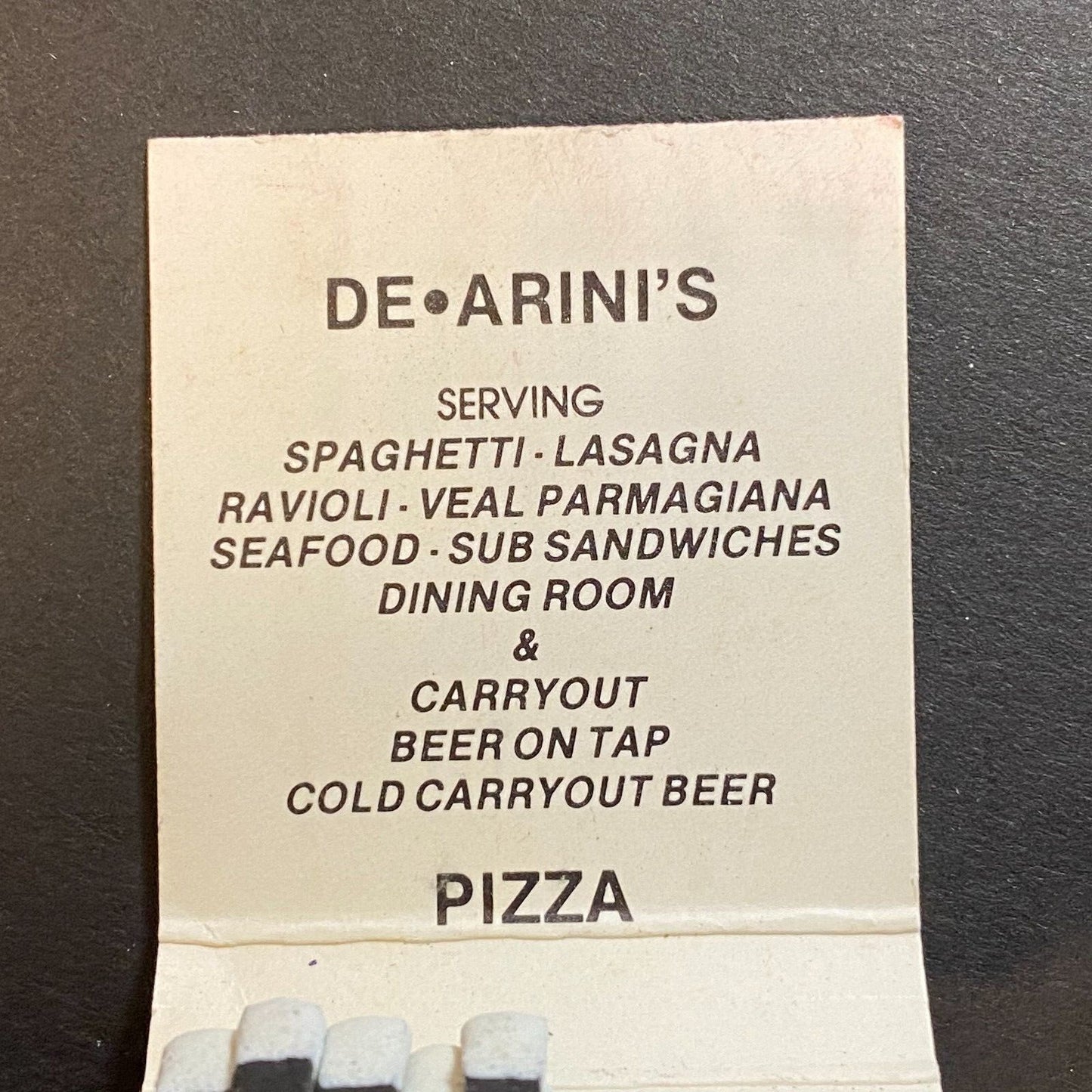 DeArini's Villa Columbus, OH Half Full (-11) Matchbook c1974-80's VGC Scarce