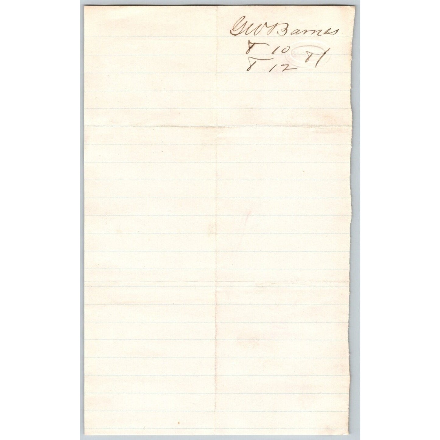1881 G.W. Barnes Pony, MT ALS to Henry Elling* - Part for Mill not working ?