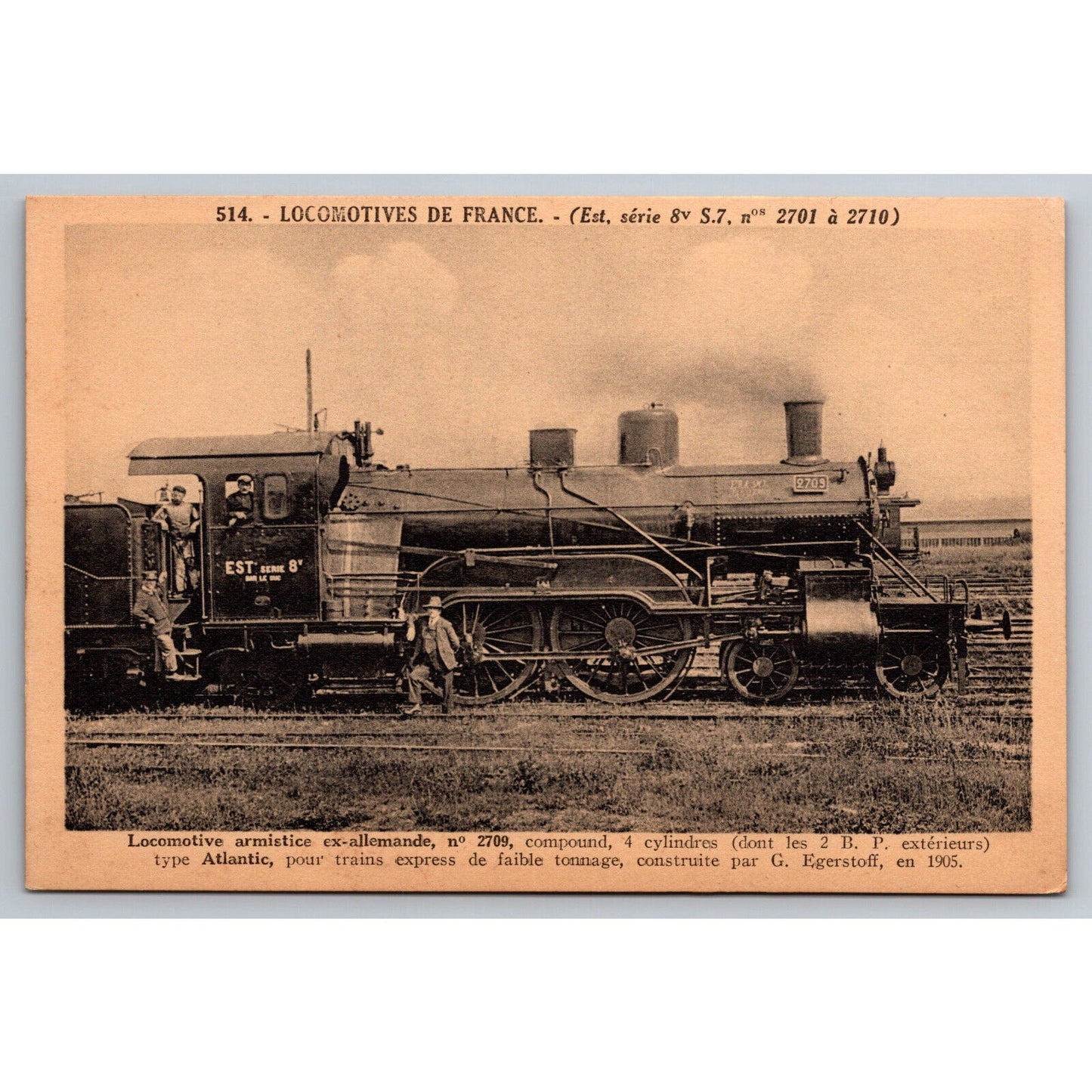 French Railroad RPPC* Postcard Locomotive Atlantic 2709 c1900 A. Gauthier