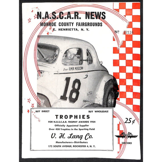 Monroe County Fairgrounds NASCAR News c1954 Auto Racing Program 8pp* Scarce
