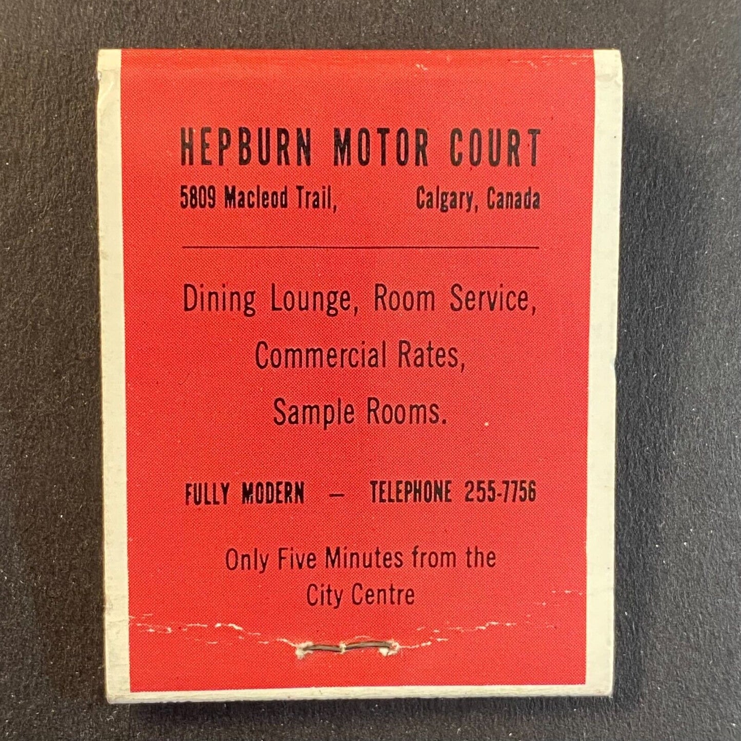 Hepburn Motor Court Calgary, Canada c1960's-73 Full Matchbook Scarce VGC