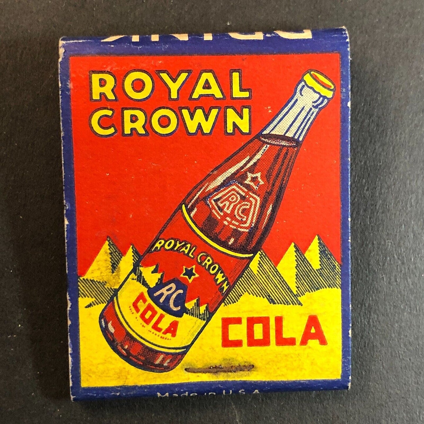 Nehi Beverages / Royal Crown Soda Full 20-Stk Matchbook Bottle c1940's VGC