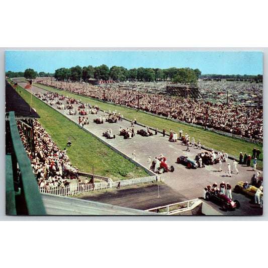 500 Mile Speedway IMS Cars in Starting Position Indy 500 Postcard VGC