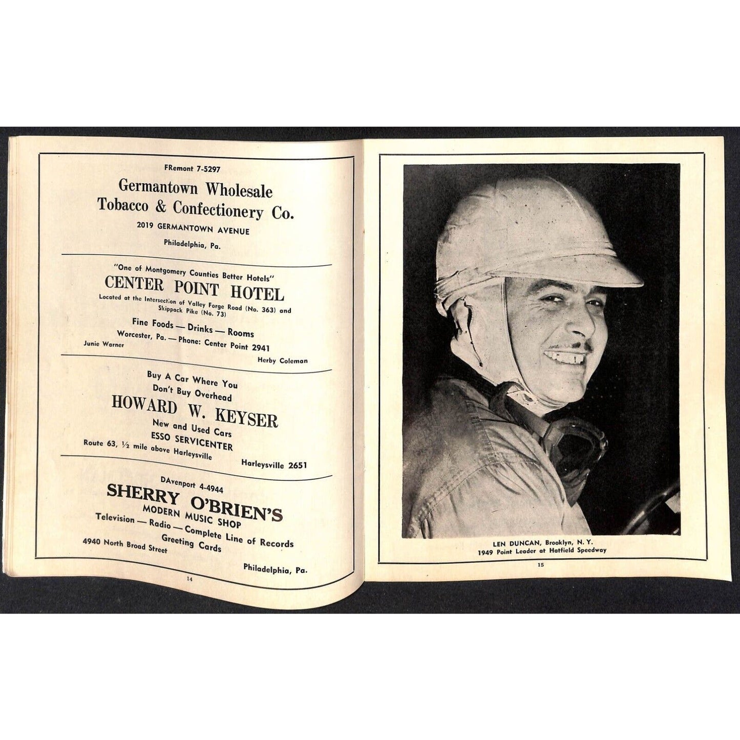 Hatfield Speedway 1950 ARDC Auto Racing Program Art Cross Cover 42pp* Scarce