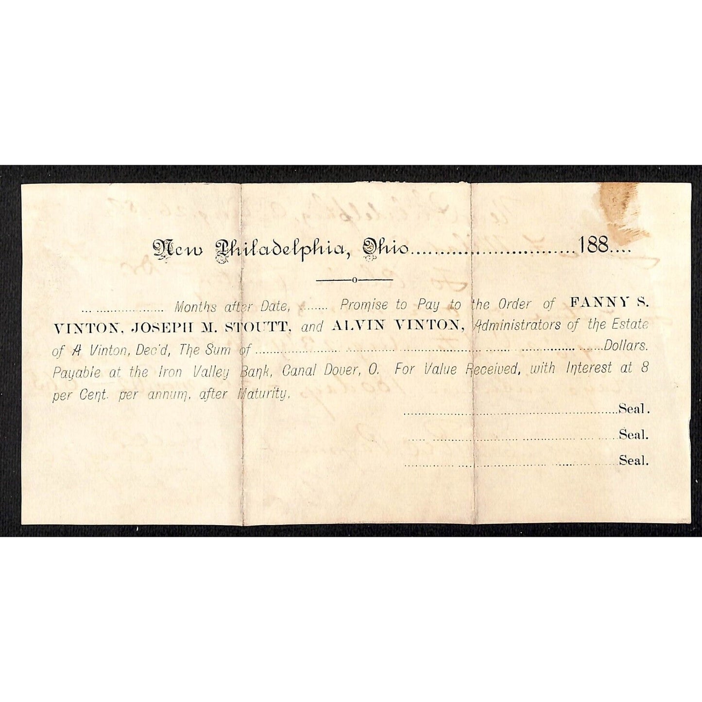 Alvin Vinton New Philadelphia, OH 1892 100 Days Pasture Mare & Colt Billhead