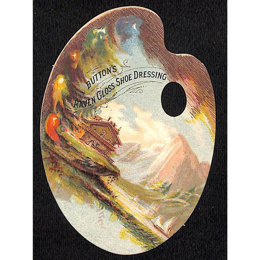 Button's Raven Gloss Shoe Dressing Artist's Palette Shaped Victorian Trade Card