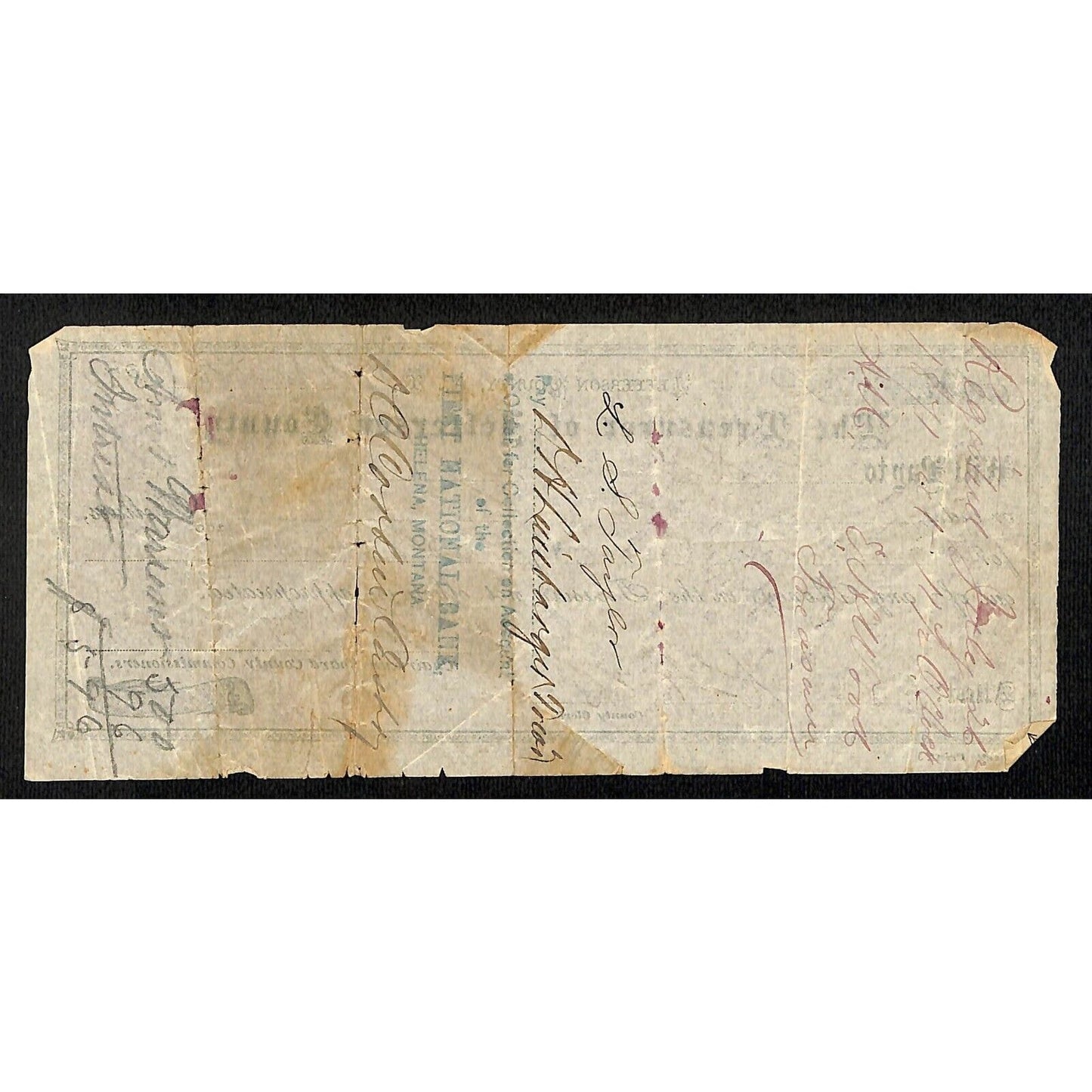 1870 Treasurer of Jefferson County Montana Territory Draft "Clerk for Election"