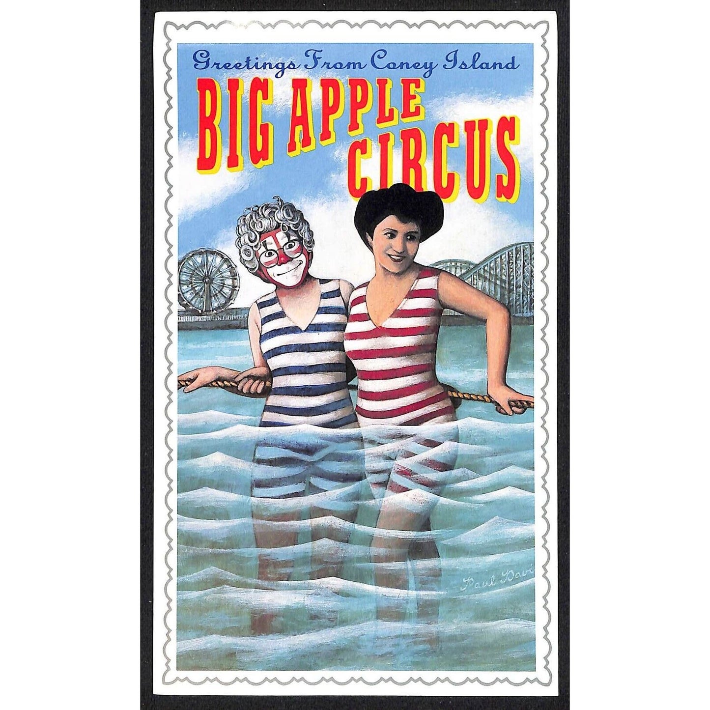 Greetings From Coney Island c1990's Big Apple Circus 1920's Bathers Art Card