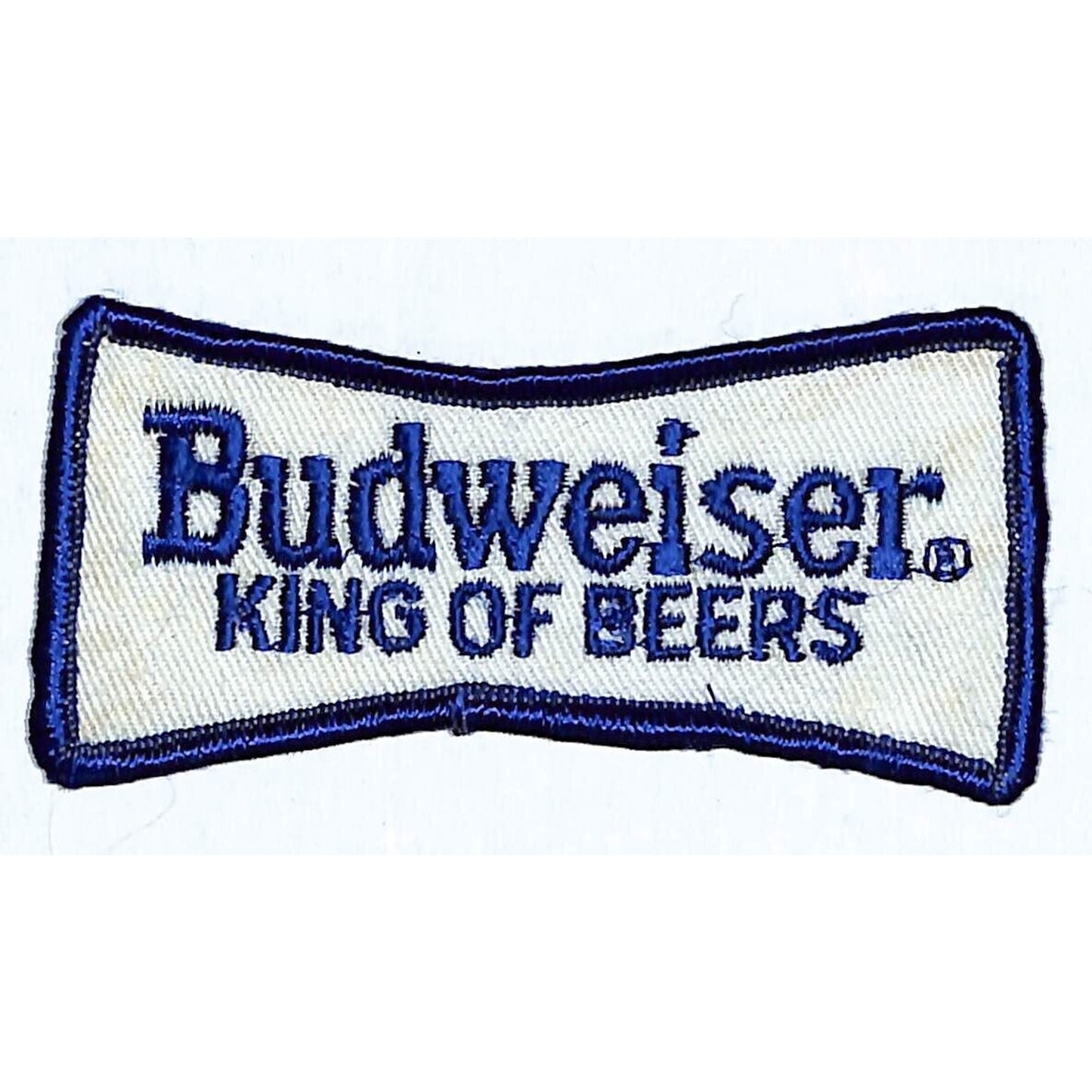 Budweiser King of Beers Patch Vintage Blue Bowtie 1 1/2" x 3 1/2" Scarce