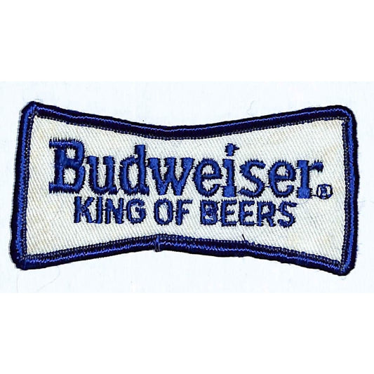 Budweiser King of Beers Patch Vintage Blue Bowtie 1 1/2" x 3 1/2" Scarce