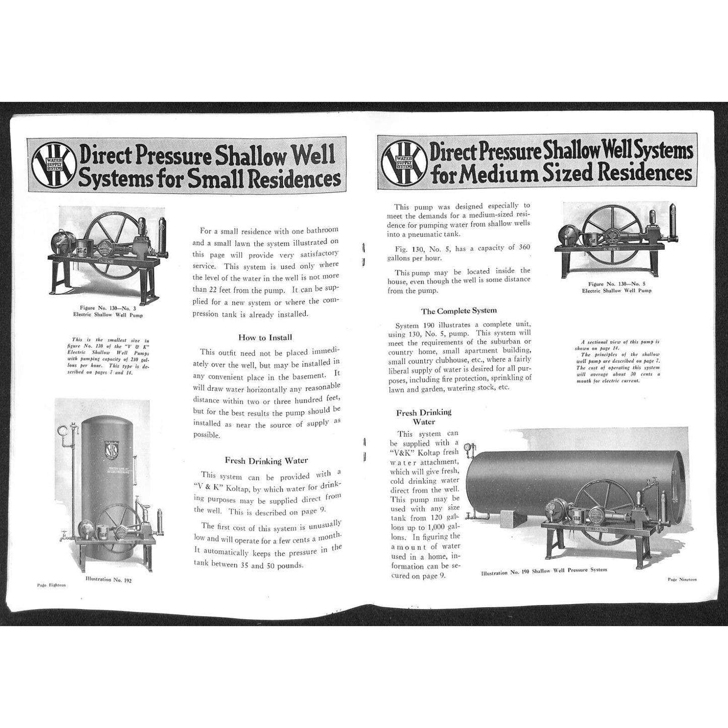 Valie Kimes Water Supply Systems Catalog 36pp 1920 w/ Illustrations Scarce VGC