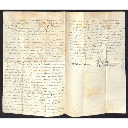 1860 Jabez Knowlton* / Wm. J. Lasker ? Newburgh, ME Indenture Document
