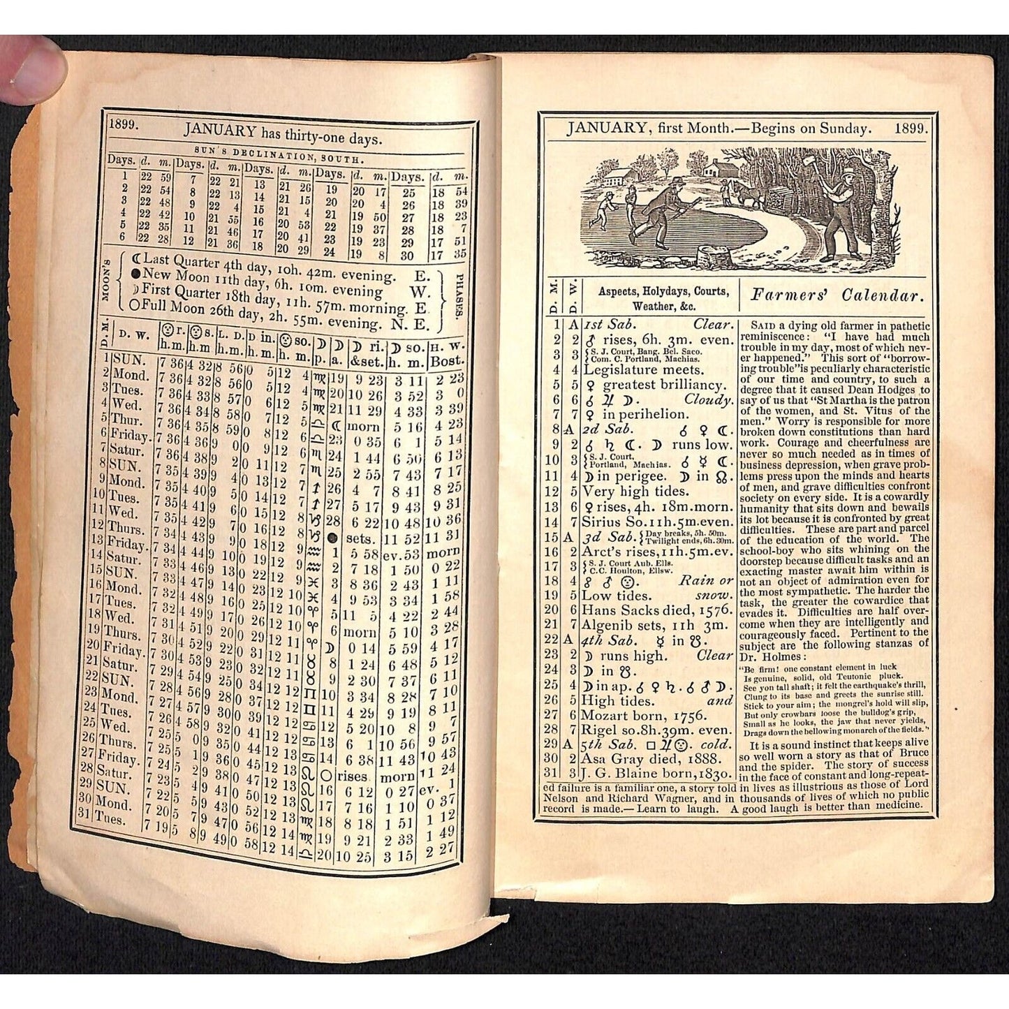 1899 Maine's Farmers Almanac Daniel Robinson Charles E Nash Augusta 46pp Scarce