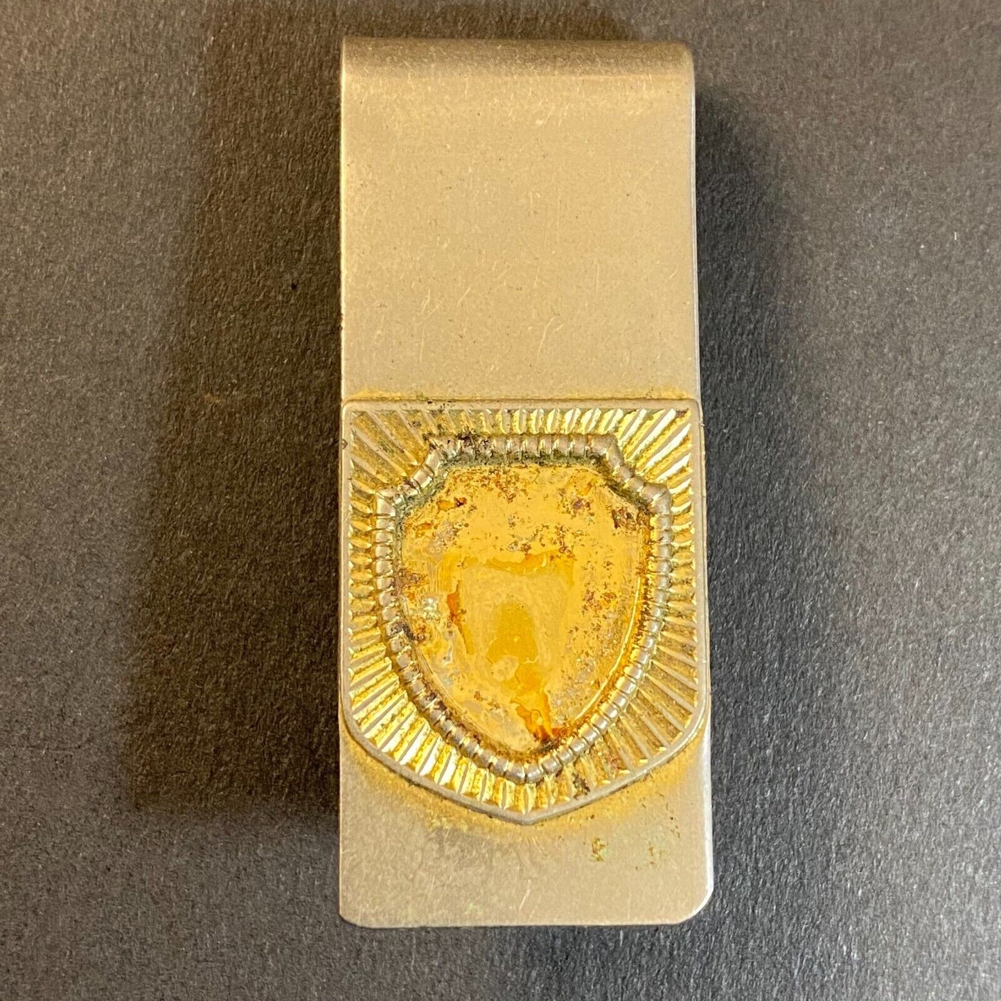 Florida Alligator Palm Tree Blue Sky Money Clip w/ Enameled Badge c1940's-50's