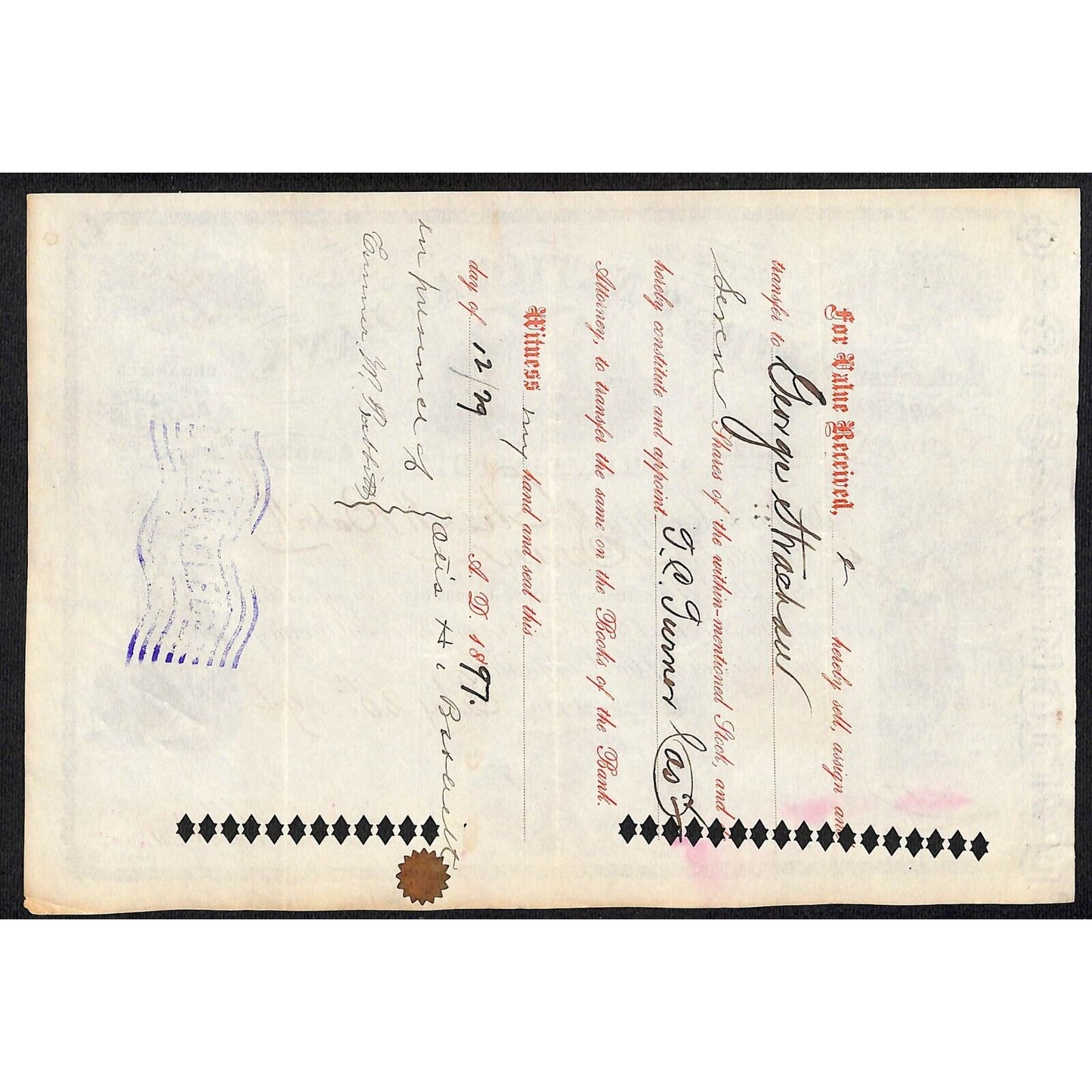 First National Bank of Cooperstown 1894 Stock Certificate Dr. Otis H. Babbitt *