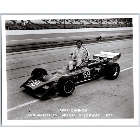 Larry Cannon #59 1974 Indianapolis Motor Speedway 8" x 10" Photo IMS Stamp VGC