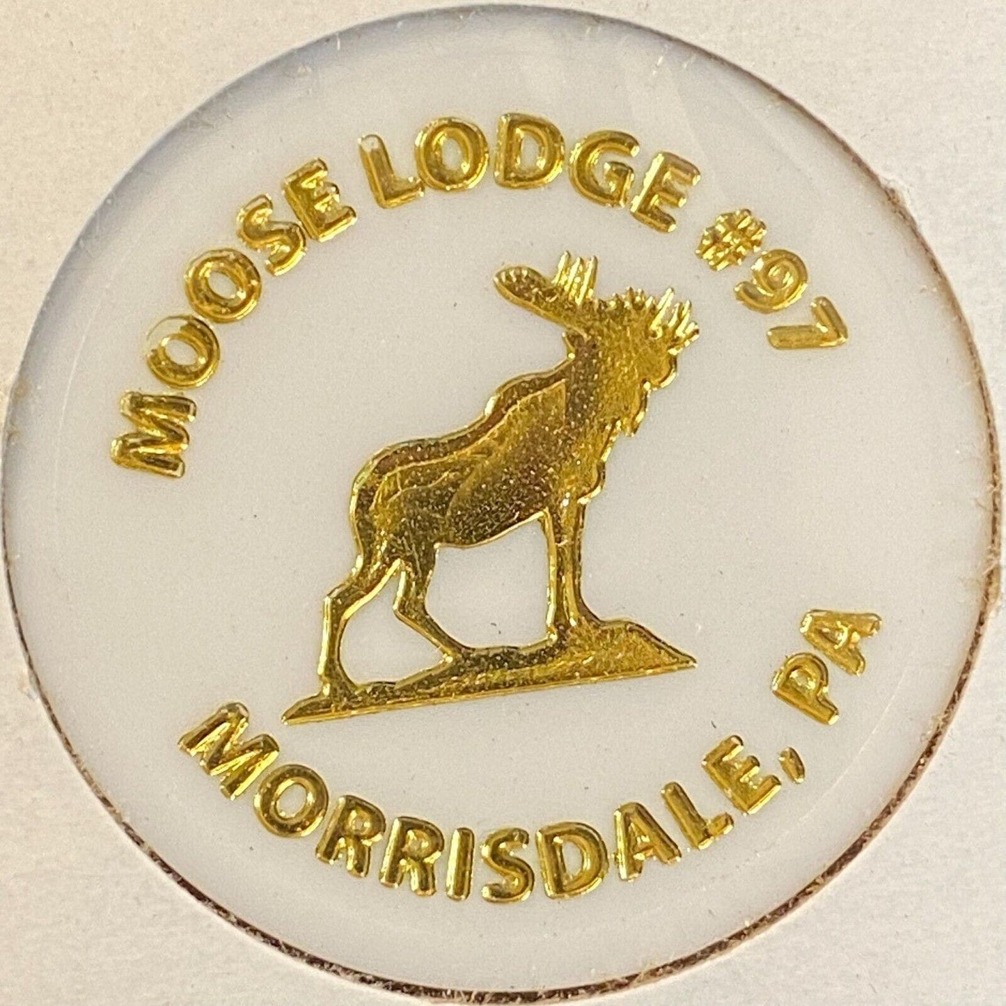 Morrisdale, PA Moose Lodge 97 c1980's Plastic "G/F One Mixed Drink" White Token