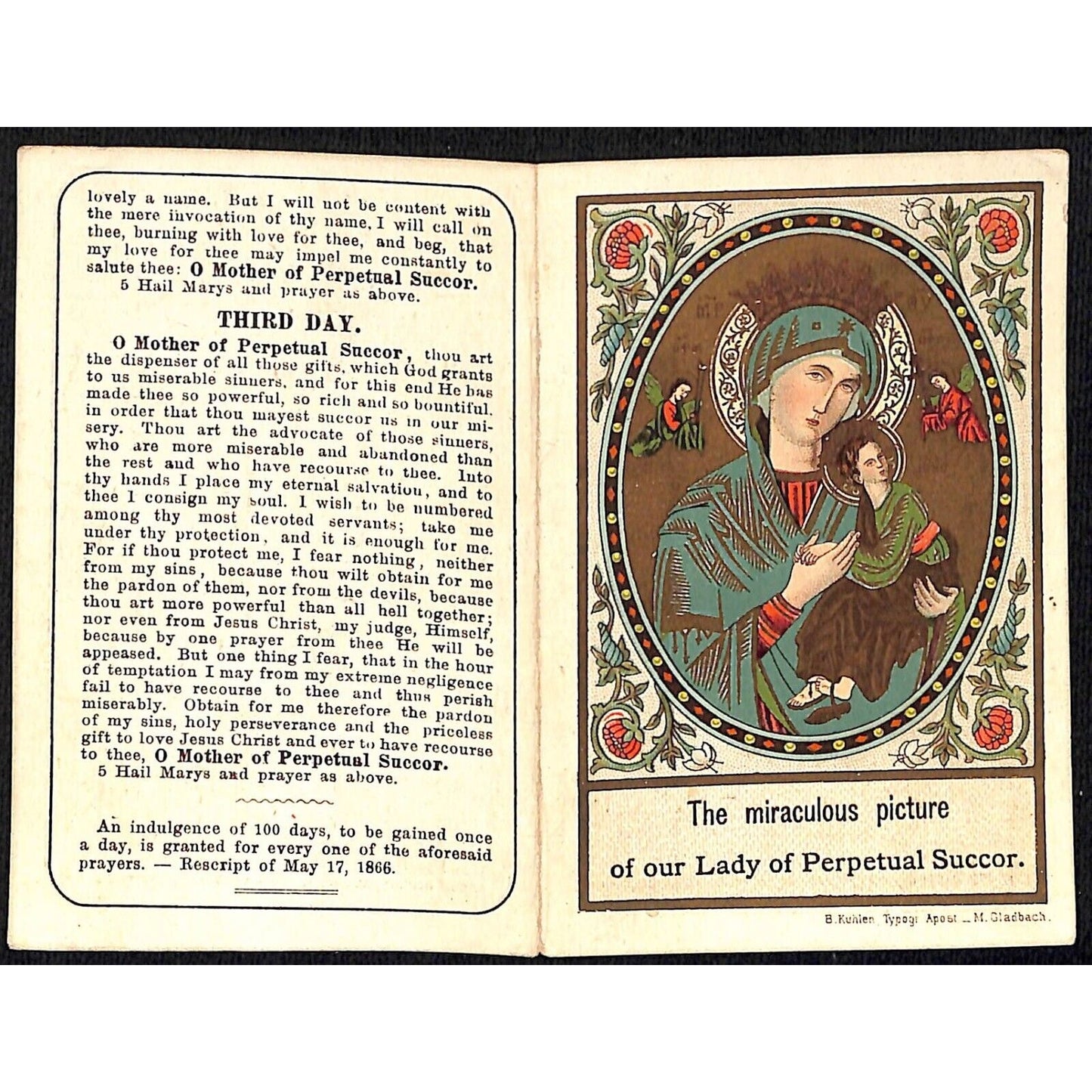 Devotion - Our Lady of Perpetual Succor Holy Card c1900 Gilt Scarce