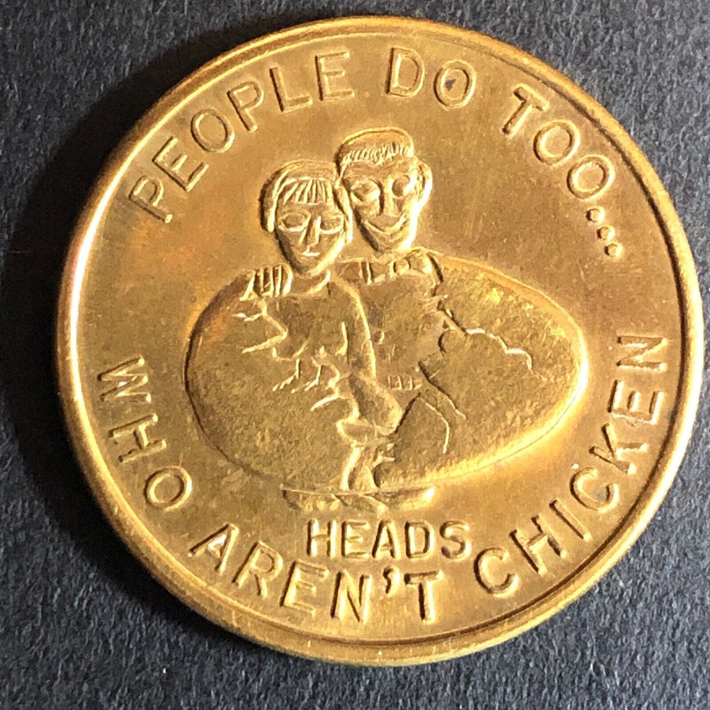 Funny "Chickens Get Laid" Heads / Tails Comic-Coin Token 26mm