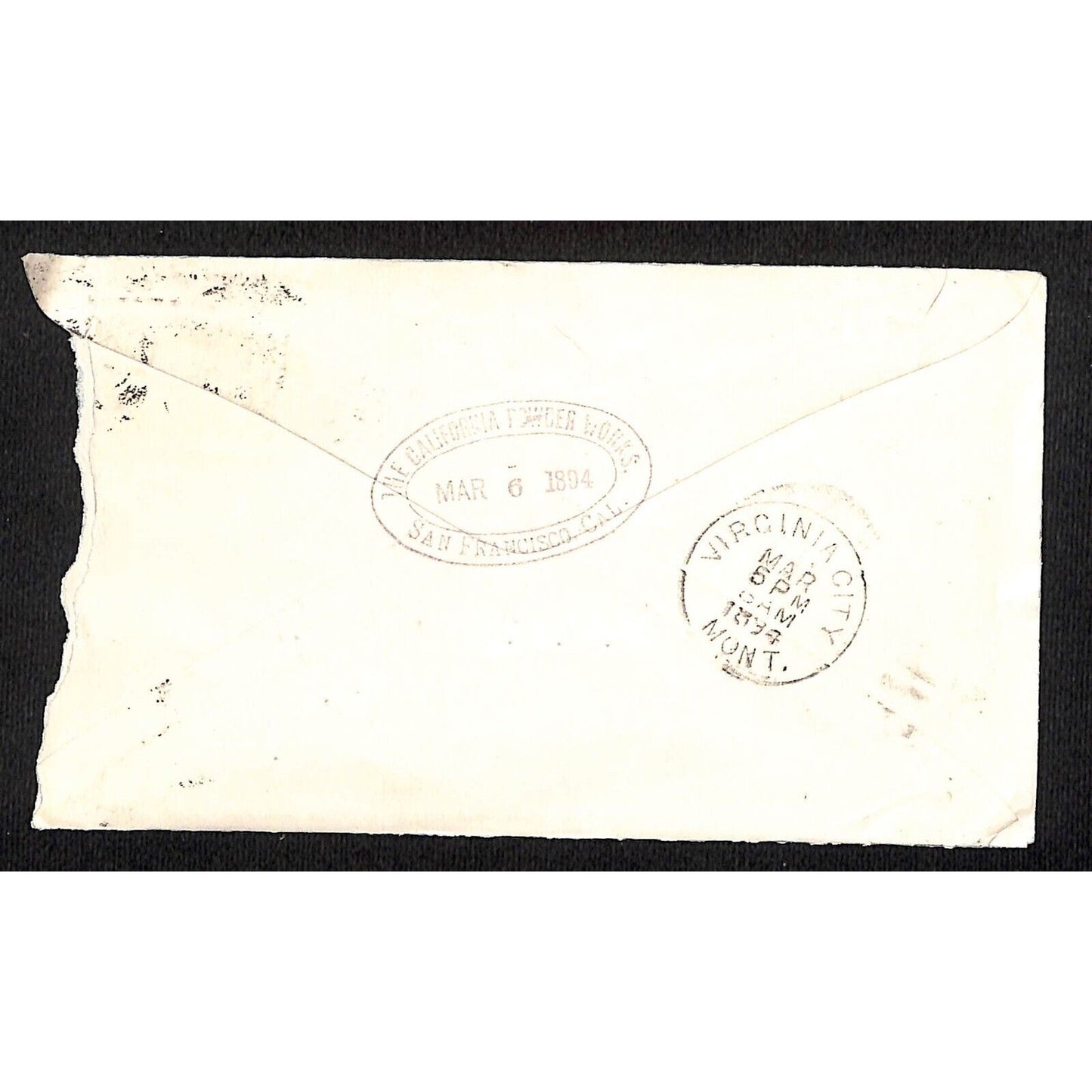California Powder Works (Hercules) 3/6 1894 Cover S.R. Buford Virginia City, MT