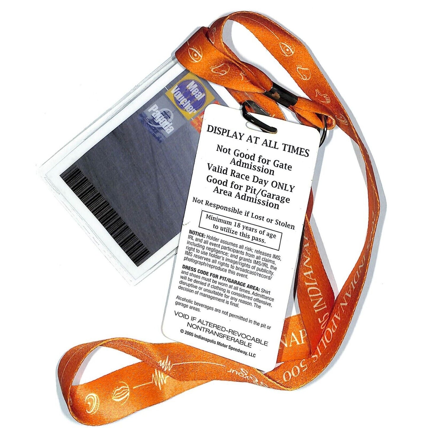 2005 Indy 500 IMS Media / Public Address Pit ID Badge Racing Race Indianapolis