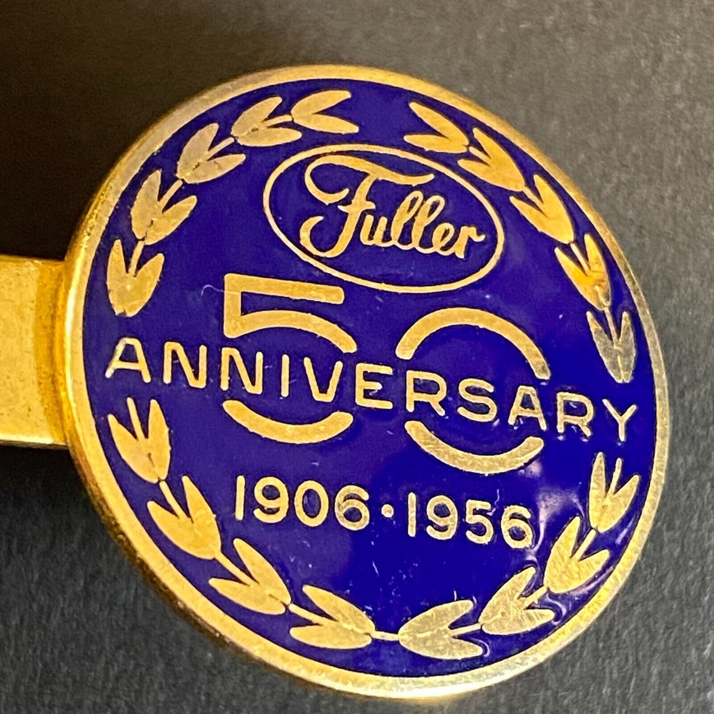 Fuller Brush Company 50th Anniversary 1906-1956 Enameled Brass Tie Clip 25mm