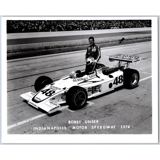 Bobby Unser #48 1974 Indianapolis Motor Speedway 8" x 10" Photo IMS Stamp VGC