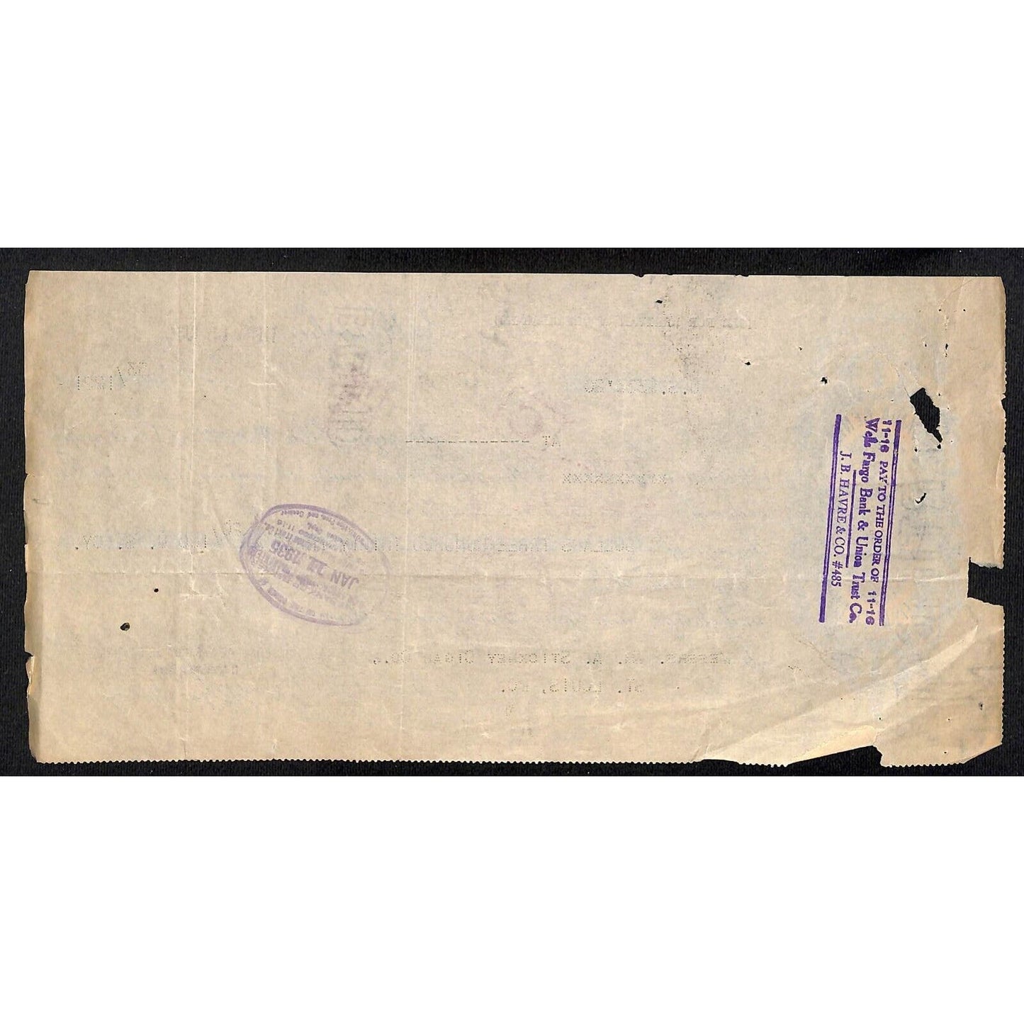 1934 Manila J.B. Harve & Co. / Stickney Cigar Co. First of Exchange #73507