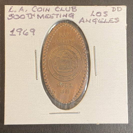 Los Angeles Coin Club 500th Meeting 9/5 1969 Elongated Penny Bell Wreath