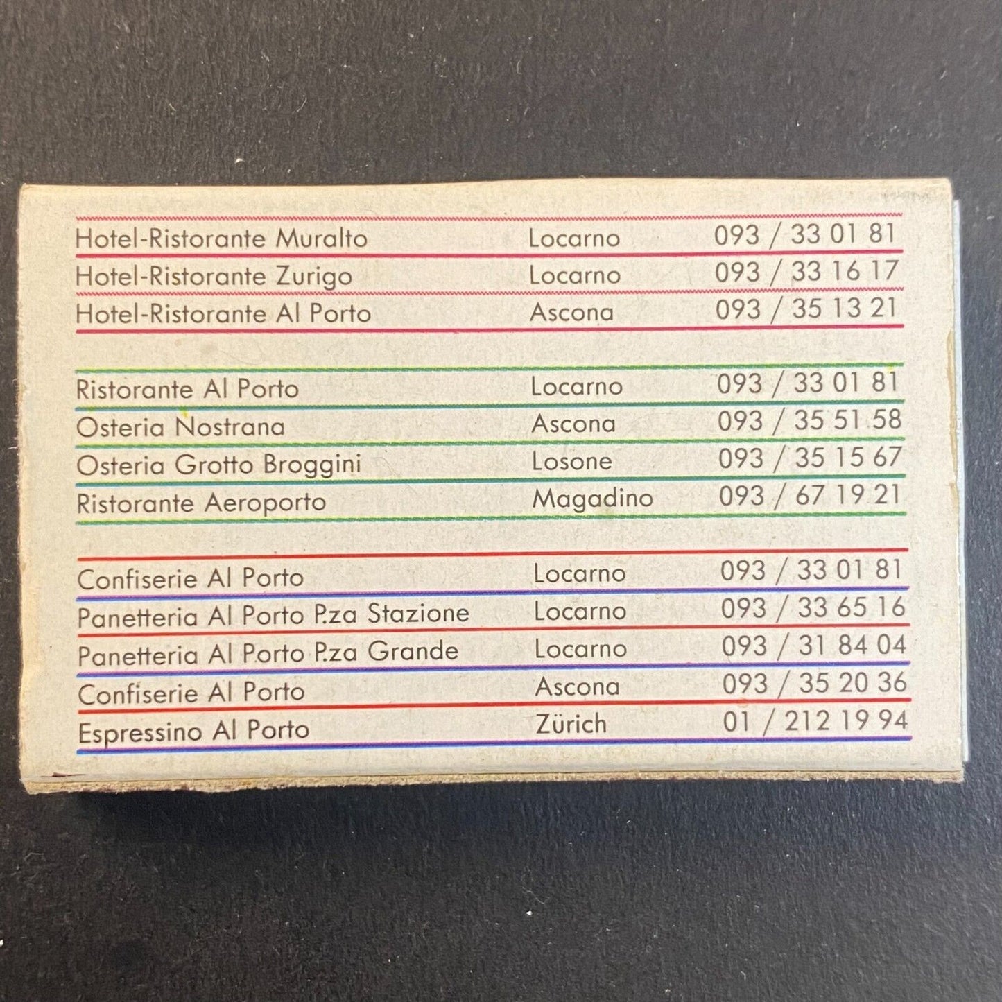 Feldpausch Ticino Hotels Restaurants Confectioner Vintage Matchbox VGC Scarce