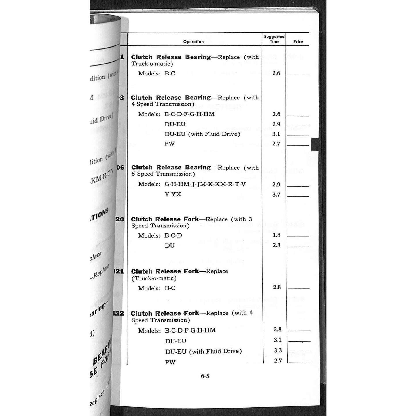 c1955 C Series 1-3 Dodge Trucks Service Operation Time Schedule Manual 100+pp VG