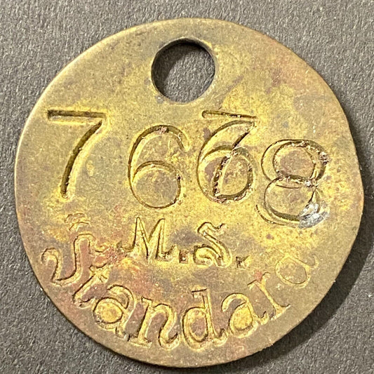 Mining Related ? M.S. Standard Brass Tool Check Token "76XX" 28.5mm +Blank (#5)