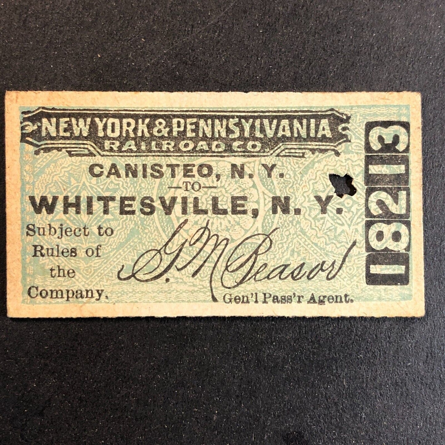 New York & Pennsylvania Railroad July 2 1917 Whitesville, NY Ticket #18213