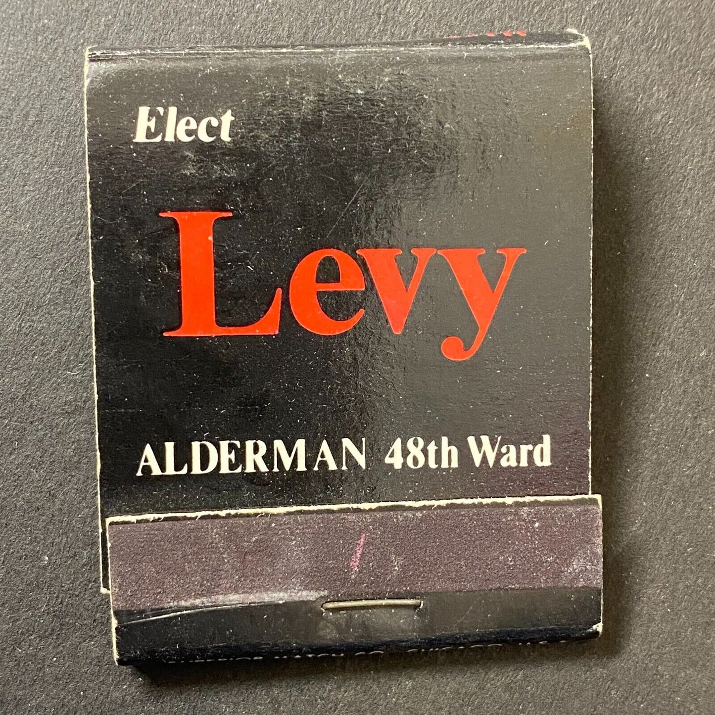 "Elect Levy - Alderman 48th Ward" Chicago Near Full (-1) Matchbook c1968-74