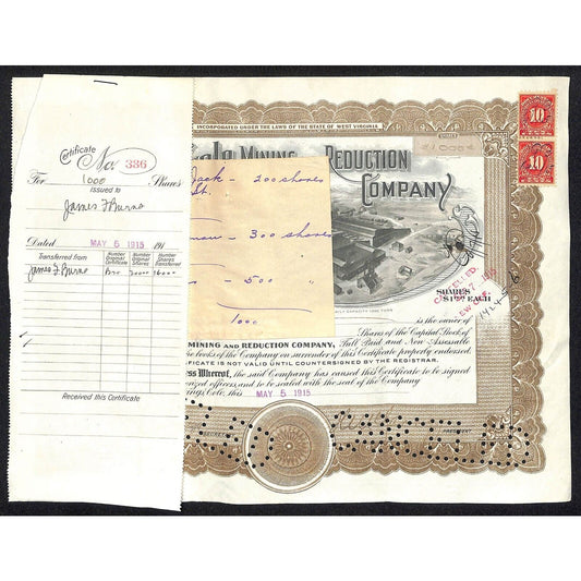 Golden Cycle Mining 1915 Stock Certificate w/ James F. Burns Sig. #386