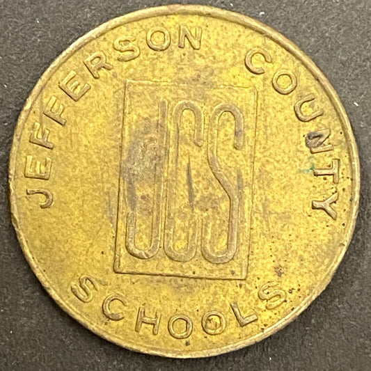 Jefferson County Schools JCS (Louisville, KY) Brass Bus / Lunch Token 23mm (#1)