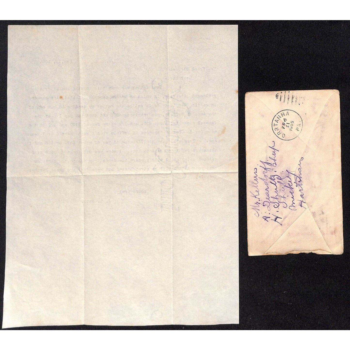 1905 J.L. Butt Attorney Gettysburg, PA Letterhead + Cover Negotiating w/ Father