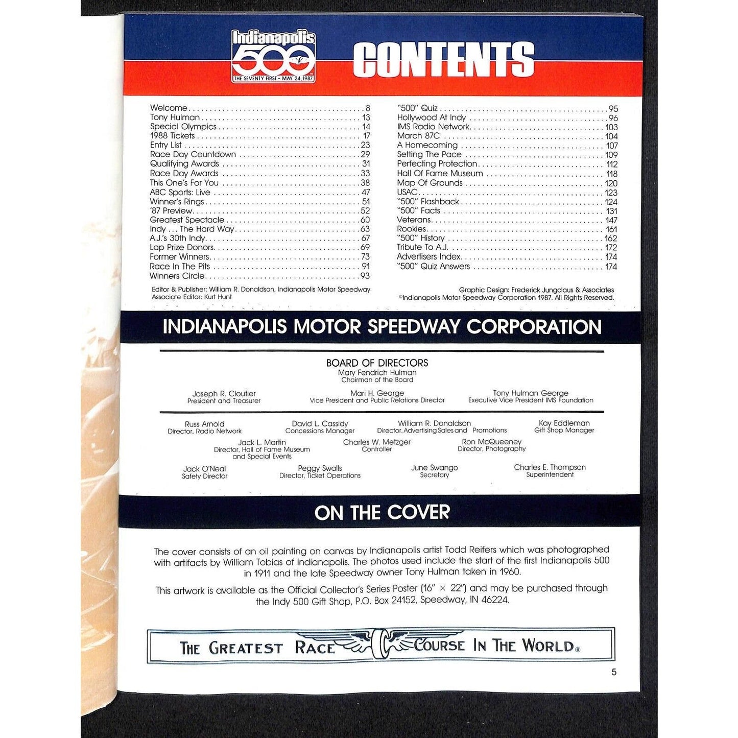 1987 Indianapolis 500 Program Racing VGC 175pp 1lb 3oz